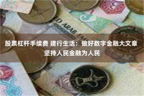 股票杠杆手续费 建行生活：做好数字金融大文章 坚持人民金融为人民